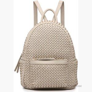 Mini Woven Vegan Leather Backpack Purse Women's Fashion Daypack Handbag